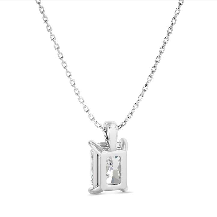 2.00 carat solitaire pendant in white gold with a lab grown radiant cut diamond
