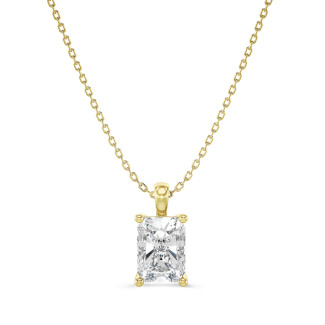 2.00 carat solitaire pendant in yellow gold with a lab grown radiant cut diamond