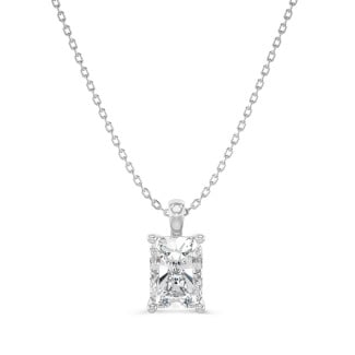 3.00 carat solitaire pendant in white gold with a radiant cut diamond