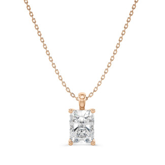 3.00 carat solitaire pendant in red gold with a radiant cut diamond