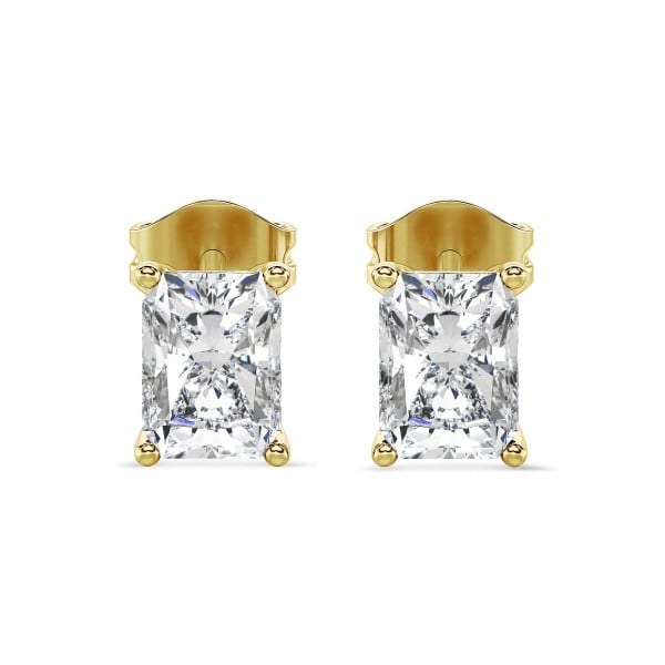 Search all PLP - 2.00 carat solitaire earrings in yellow gold with lab grown radiant cut diamonds
