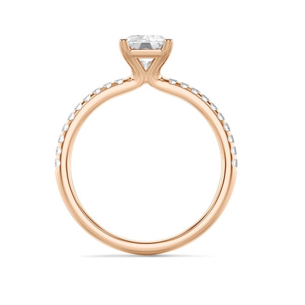 Rings - 1.50 carat solitaire ring with a radiant cut diamond in red gold and side diamonds