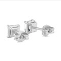4.00 carat solitaire lab grown asscher cut diamond earrings in white gold