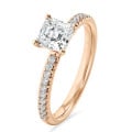 5.00 carat solitaire ring with a asscher cut diamond in red gold and side diamonds