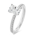 5.00 carat solitaire ring with a radiant cut diamond in white gold and side diamonds