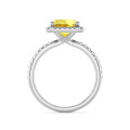 3.00 carat solitaire halo ring with a yellow lab grown radiant cut diamond in white gold