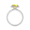 3.00 carat solitaire halo ring with a yellow radiant cut diamond in white gold