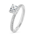 2.50 carat solitaire ring with a lab grown asscher cut diamond and hidden halo in white gold