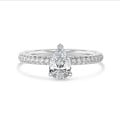 2.50 carat solitaire ring with lab grown pear diamond and hidden halo in white gold