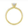 5.00 carat solitaire ring with lab grown pear diamond and hidden halo in yellow gold