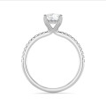 1.20 carat solitaire ring with a lab grown radiant cut diamond and hidden halo in white gold