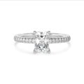 3.00 carat solitaire ring with a lab grown radiant cut diamond and hidden halo in white gold