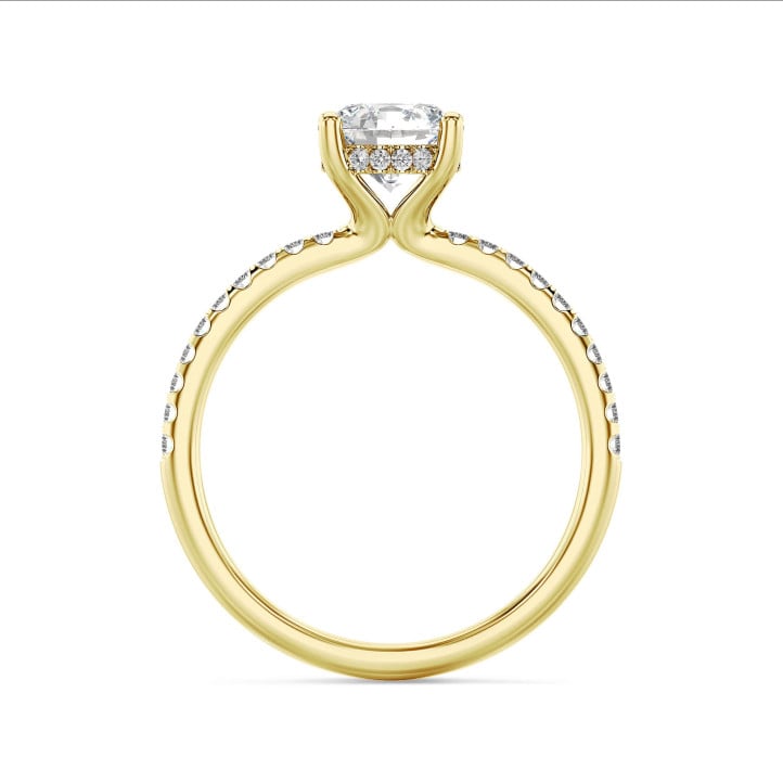 1.20 carat solitaire ring in yellow gold with hidden halo