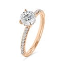 5.00 carat solitaire ring in red gold with hidden halo