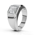 2.00 carat signet ring with a asscher cut diamond in white gold