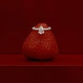 1.00 carat solitaire ring with pear diamond in white gold with side diamonds