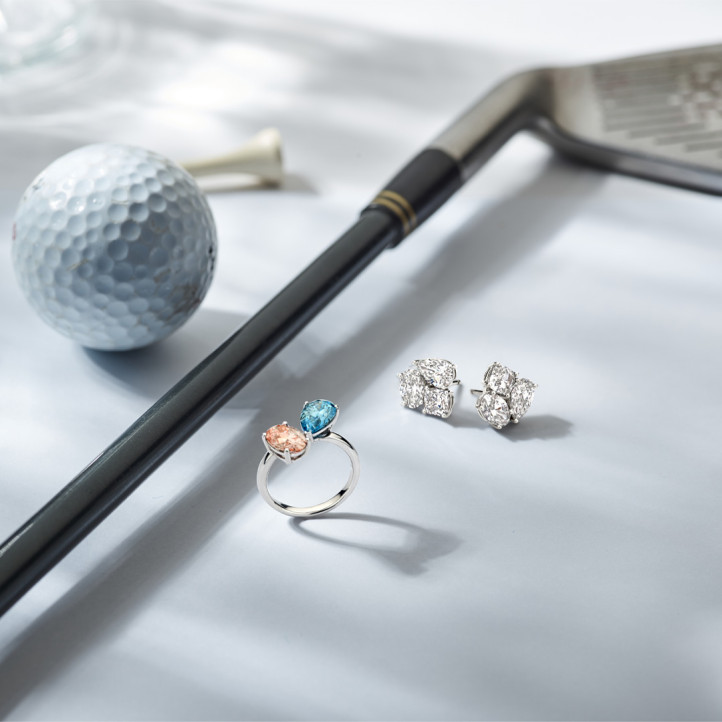 6.00 carat lab grown diamond trilogy earrings in yellow gold