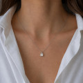 3.00 carat solitaire lab grown asscher cut diamond pendant in white gold
