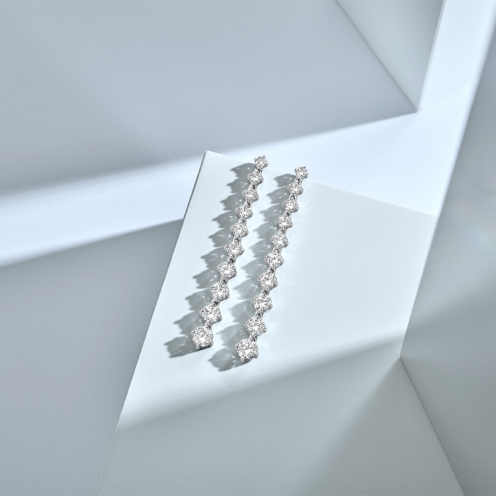 Gradient earrings with 5.85 carat lab grown diamonds in white gold