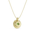 1.00 carat Fancy Vivid Green diamond halo necklace in yellow gold