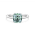 Special edition - 2.50 carat solitaire ring with a Fancy Intense-Vivid Blue-Green asscher cut diamond in white gold