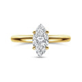 1.00 carat solitaire ring with lab grown marquise diamond in yellow gold