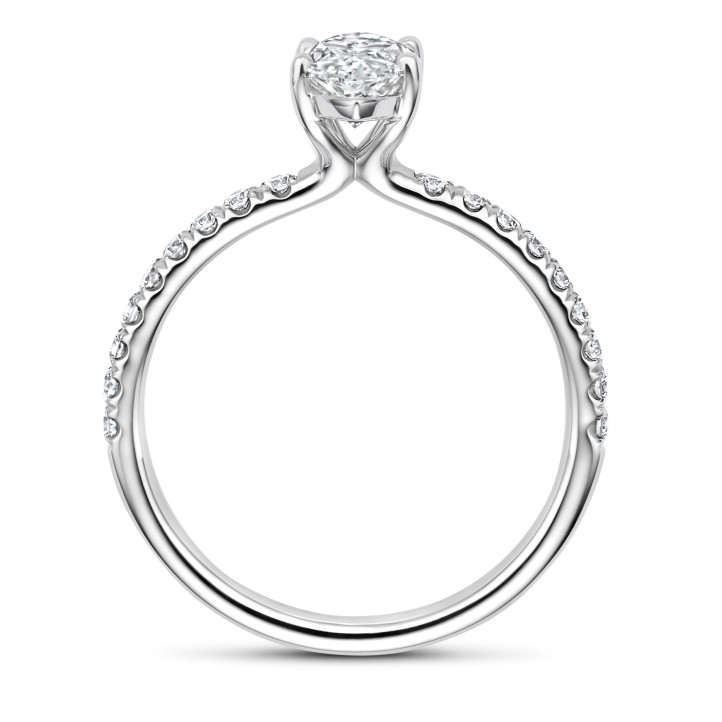 1.00 carat solitaire ring with marquise diamond in white gold with side diamonds