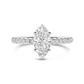 2.50 carat solitaire ring with marquise diamond in white gold with side diamonds