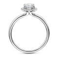 1.50 carat solitaire halo ring with lab grown marquise diamond in white gold with round lab grown diamonds