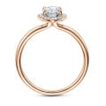 1.50 carat solitaire halo ring with marquise diamond in red gold with round diamonds