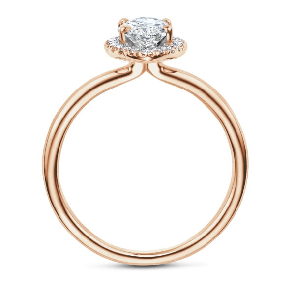 Rings - 2.00 carat solitaire halo ring with lab grown marquise diamond in red gold with round lab grown diamonds