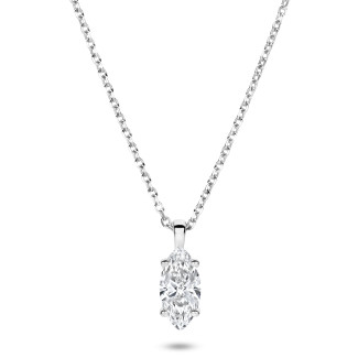 1.00 carat solitaire lab grown marquise cut diamond pendant in white gold