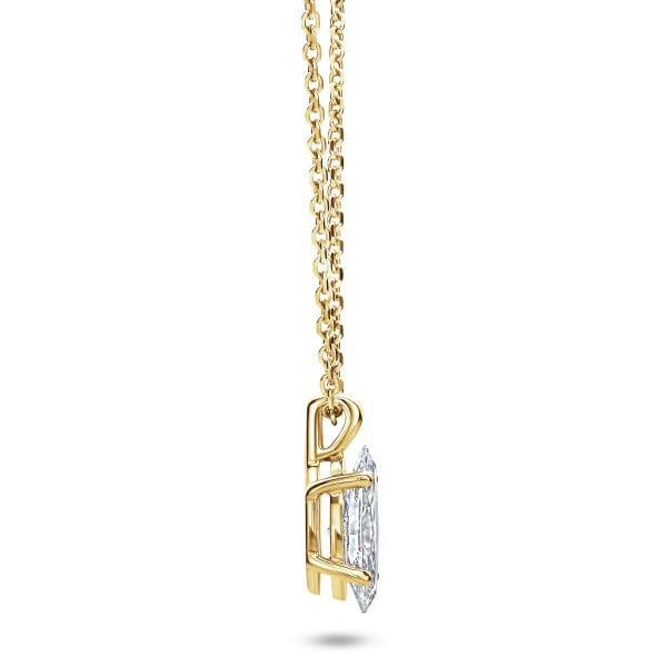 Necklaces - 1.00 carat solitaire lab grown marquise cut diamond pendant in yellow gold