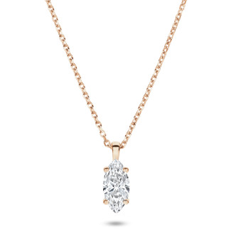 3.00 carat solitaire lab grown marquise cut diamond pendant in red gold
