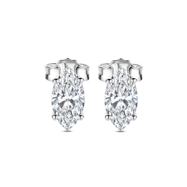 2.00 carat solitaire lab grown marquise cut diamond earrings in white gold