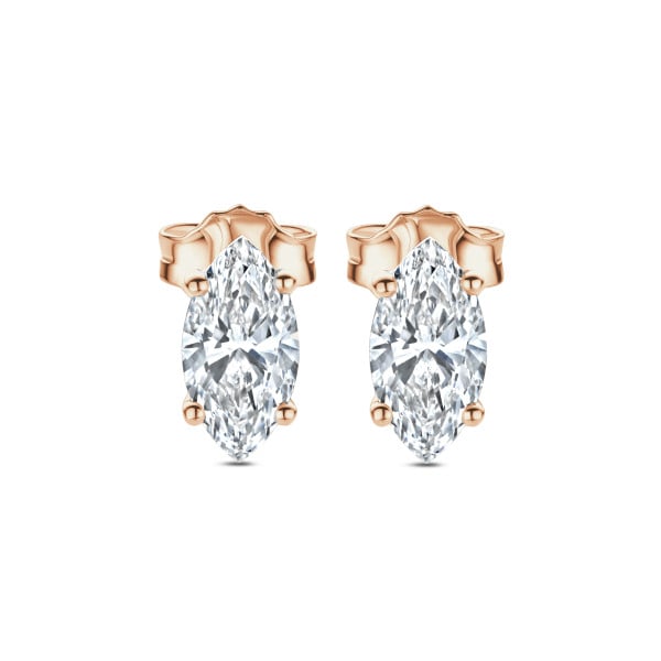 Earrings - 2.00 carat solitaire marquise cut diamond earrings in red gold