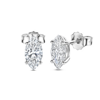 3.00 carat solitaire marquise cut diamond earrings in white gold