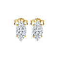4.00 carat solitaire lab grown marquise cut diamond earrings in yellow gold