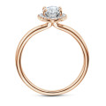 5.00 carat solitaire halo ring with lab grown marquise diamond in red gold with round lab grown diamonds