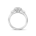 1.00 carat trilogy ring in platinum with lab grown marquise diamond and lab grown tapered baguettes