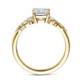 1.50 carat solitaire cluster ring in yellow gold with a radiant cut diamond