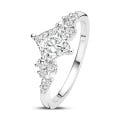 1.00 carat solitaire cluster ring in white gold with a princess cut diamond