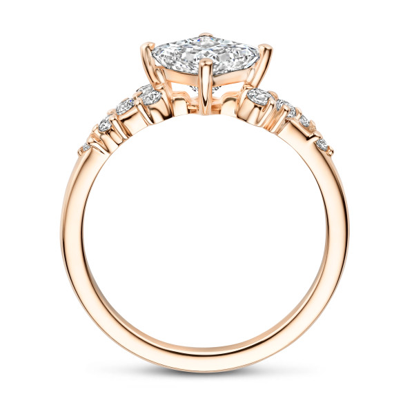 Engagement rings - 1.00 carat solitaire cluster ring in red gold with a princess cut diamond