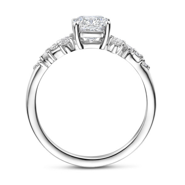 2.00 carat solitaire cluster ring in white gold with a cushion cut diamond