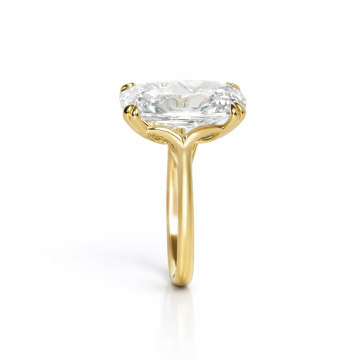 One-of-a-kind 10.14 ct Lab-Grown Elongated Old Mine Cushion cut diamond ring in yellow gold