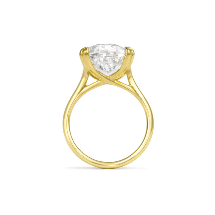 One-of-a-kind 10.14 ct Lab-Grown Elongated Old Mine Cushion cut diamond ring in yellow gold
