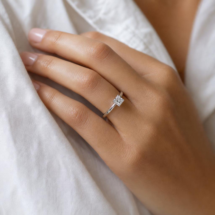 5.00 carat solitaire ring with a lab grown asscher cut diamond in white gold
