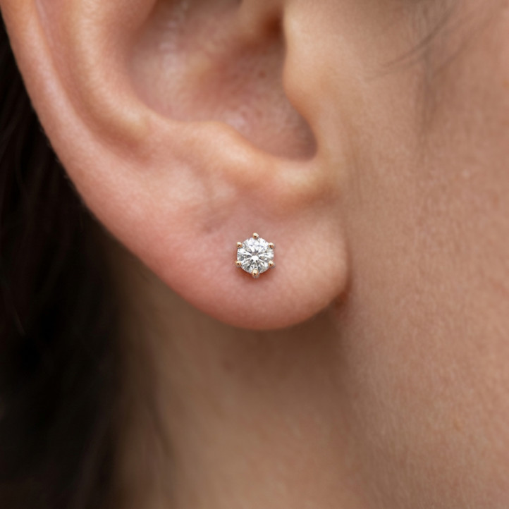 3.00 carat solitaire lab grown diamond earrings in red gold