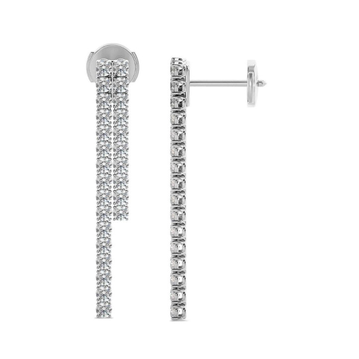 Pendientes rivière con 3.90 quilates diamante cultivado en laboratorio en oro blanco