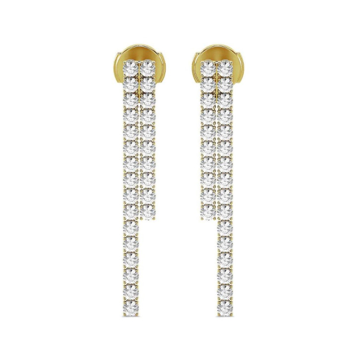Pendientes rivière con 3.90 quilates diamante cultivado en laboratorio en oro amarillo